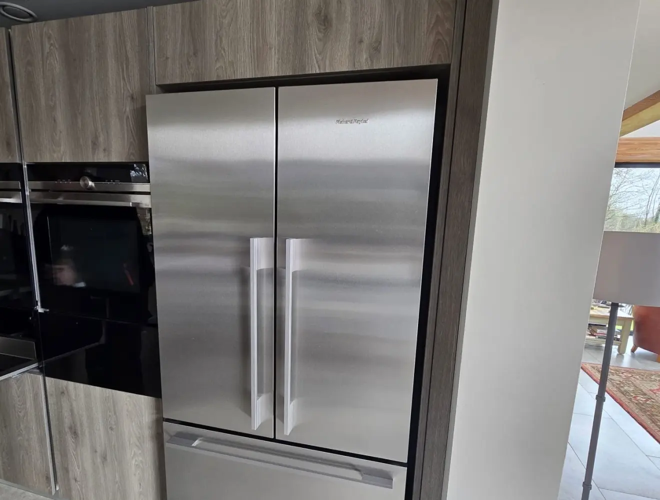 A stainless steel French-door fridge
