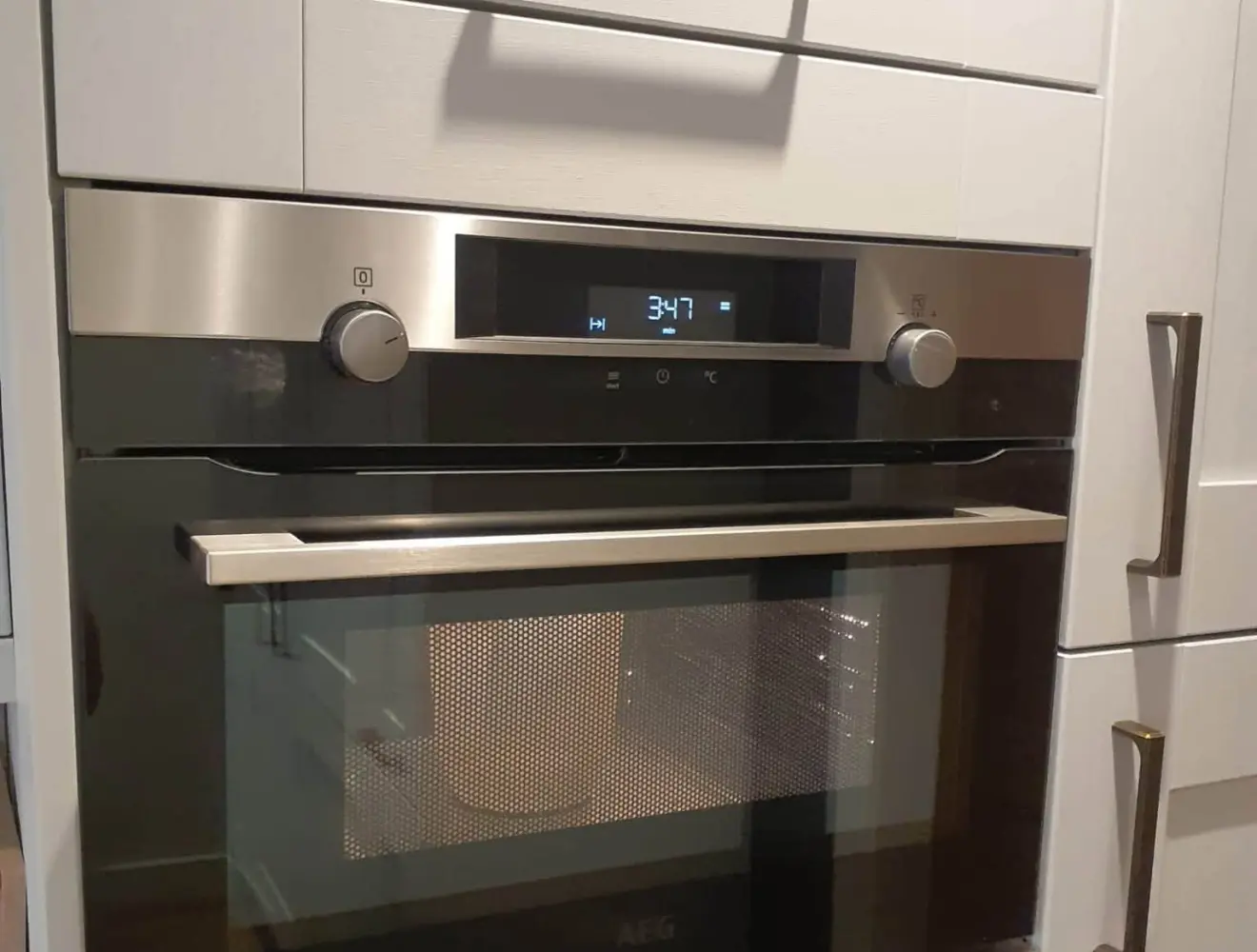 A built-in electric wall oven